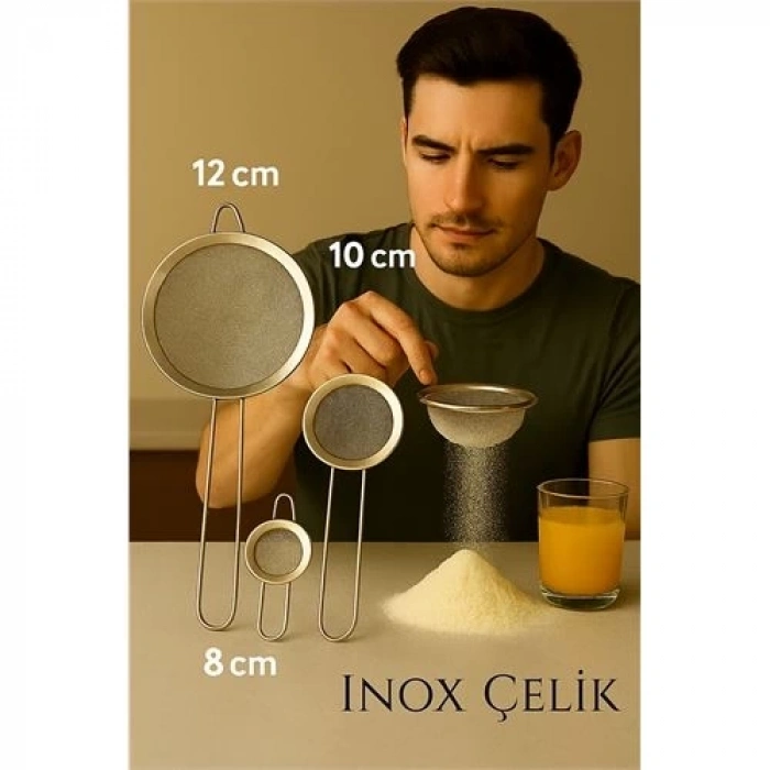 ÇOK SATAN BX Inox Süzgeç Seti - 3 Boy Çok Amaçlı Süzgeç 304 Çelik Profesyoneller İçin