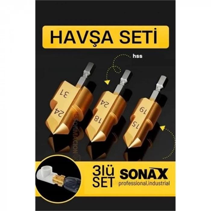 ÇOK SATAN BX Plastik Boru Kalemtraş Kademeli Boru Açma Pvc Pprc Boru Tamir Delme Genişletme Onarımı İçin 3lü Havşa Seti