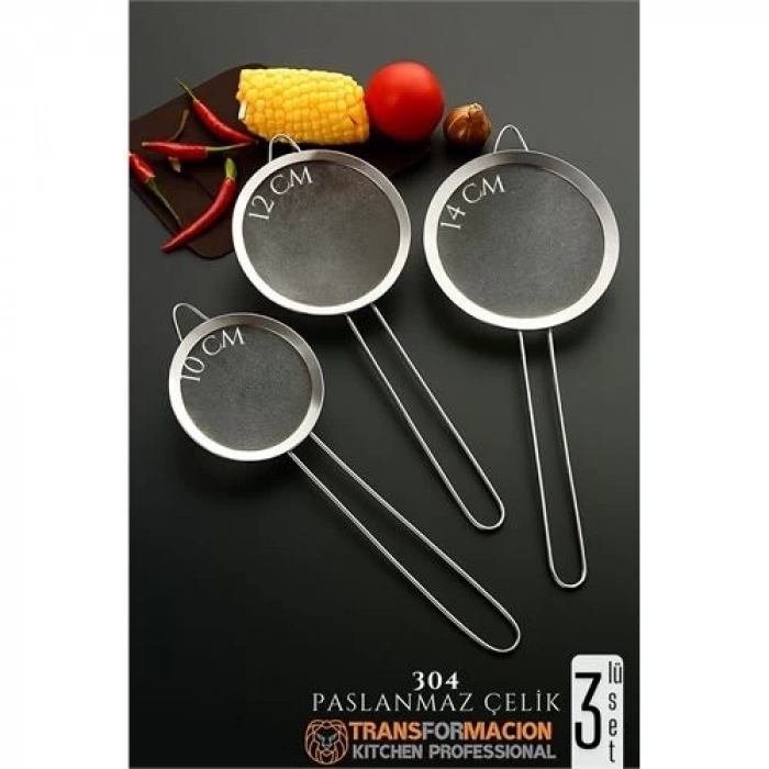 ÇOK SATAN BX Süzgeç Seti 3 Boy Çok Amaçlı Süzgeç 304 Çelik Profesyoneller İçin