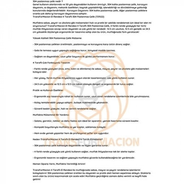 ÇOK SATAN BXEl Rendesi 4 Taraflı 304 Paslanmaz Çelik