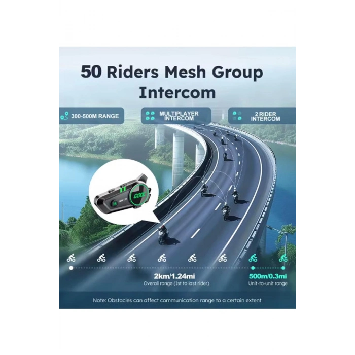 ÇOK SATAN C50 2x Motosiklet Intercom Kask Kulaklık 1000 Mah Rgb Işıklı Çift Eşleşme