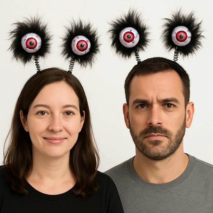 ÇOK SATAN Cadılar Bayramı Halloween Otrişli Sallanan Gözlü Parti Tacı