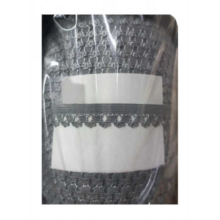 ÇOK SATAN Çamaşır Lastiği Dantelli 1 cm 1 Metre Gri