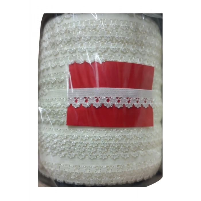 ÇOK SATAN Çamaşır Lastiği Dantelli 1 cm 1 Metre Kırık Beyaz
