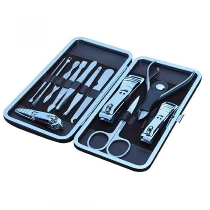 ÇOK SATAN Çantalı Manikür Pensi Profesyonel ve Manikür Pedikür Seti 13 Parça Tırnak Eti İtici Ve Cımbı