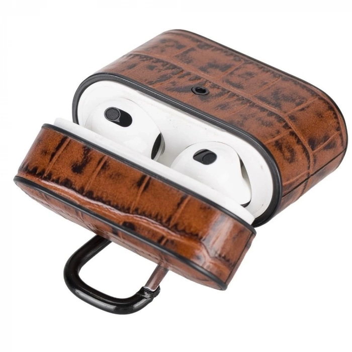 ÇOK SATAN Casquet Apple AirPods 3.nesil Uyumlu Deri Kılıf YK6 Taba