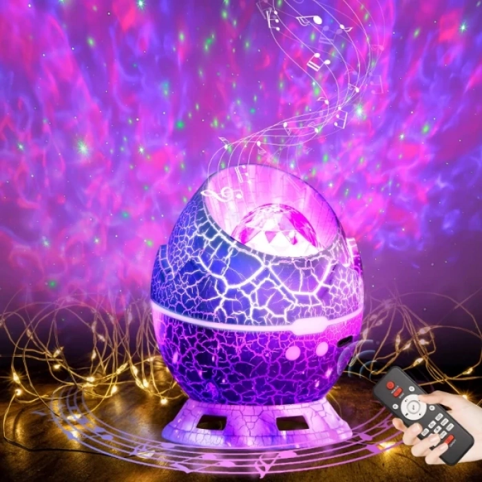 ÇOK SATAN Çatlak Dinozor Yumurtası Tasarımlı Projektörlü Gece Lambası Bluetooth Özellikli