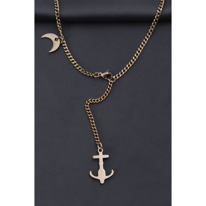 ÇOK SATAN Çelik Rose Renk Çapa Tasarımlı Kadın Kolye