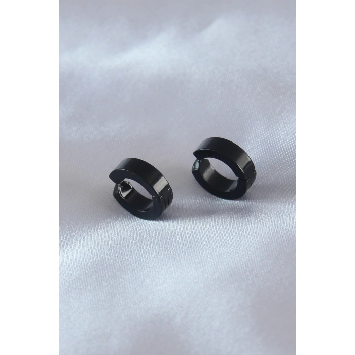 ÇOK SATAN Çelik Siyah Renk Sıkıştırmalı Erkek Küpe