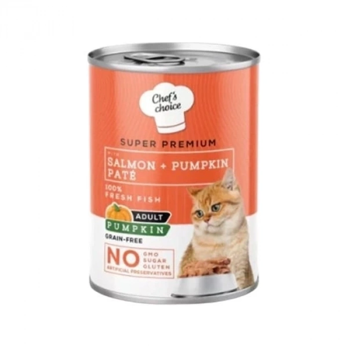 ÇOK SATAN Chefs Choice Somonlu ve Balkabaklı Tahılsız Ezme Yetişkin Konserve Kedi Maması 400 Gr