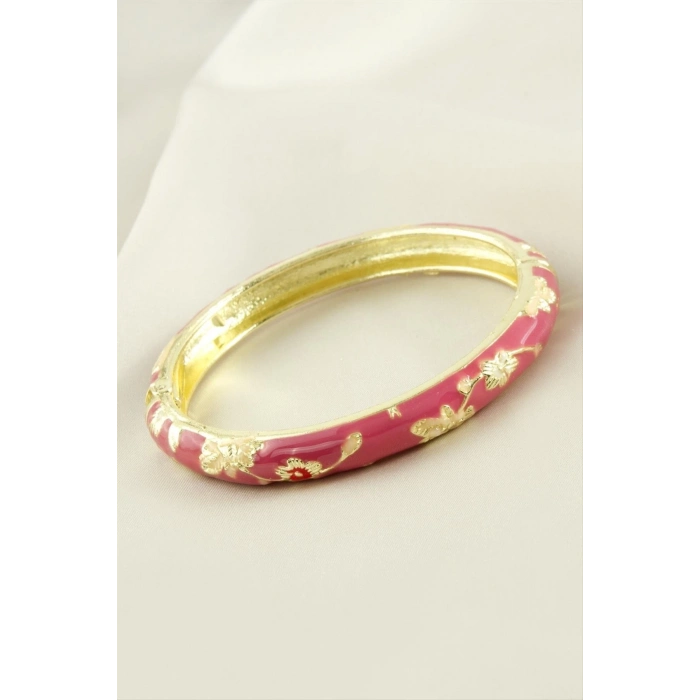 ÇOK SATAN Çiçek İşlemeli Mineli Kelepçe Bileklik