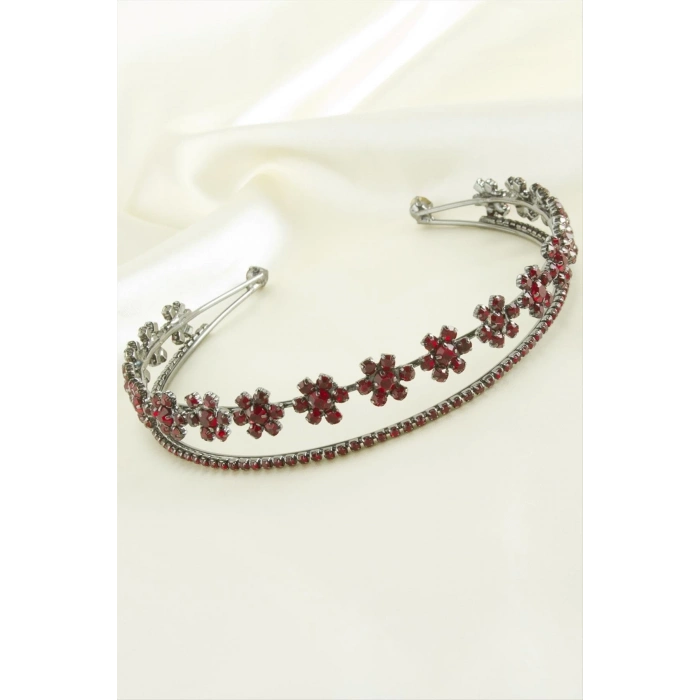 ÇOK SATAN Çiçek Lüks Taşlı Gelin Tacı