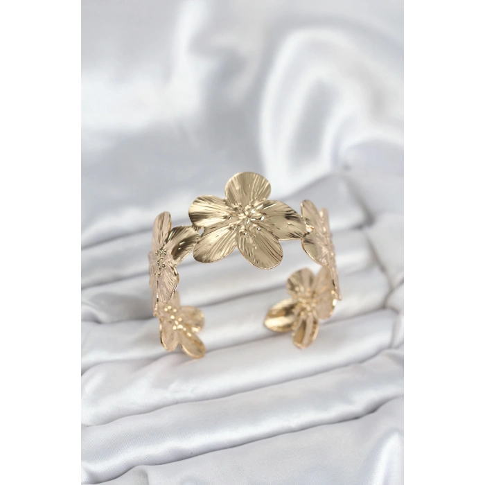 ÇOK SATAN Çiçek Model Pirinç Levha Kadın Bileklik