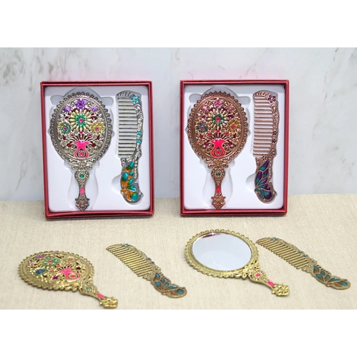 ÇOK SATAN Çiçekli Ayna Ve Tarak Seti Küçük Boy