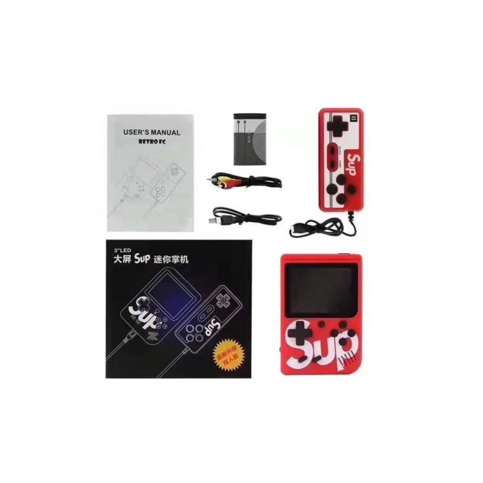 ÇOK SATAN Çift Kol 400 Nostalji Oyunlu Mini Atari Kırmızı Oyun Konsolu