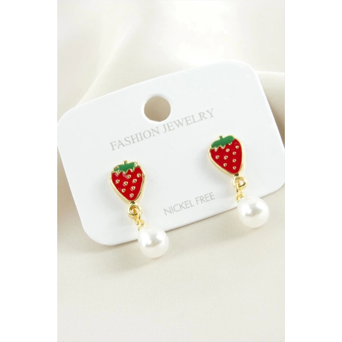 ÇOK SATAN Çilek Mineli İnci Küpe