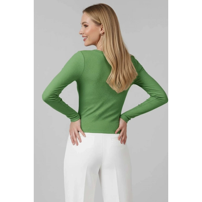 ÇOK SATAN Çıtçıt Detaylı Bluz Yeşil T4343