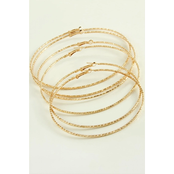 ÇOK SATAN Çizgifli Desenli Metal Halka Küpe 6 Adet