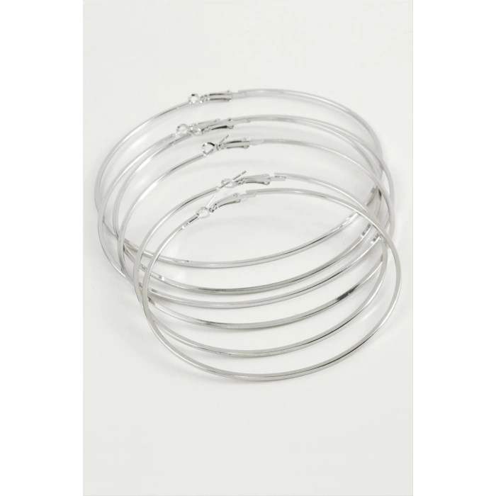 ÇOK SATAN Çizgili Ezme Metal Halka Küpe 6 Adet