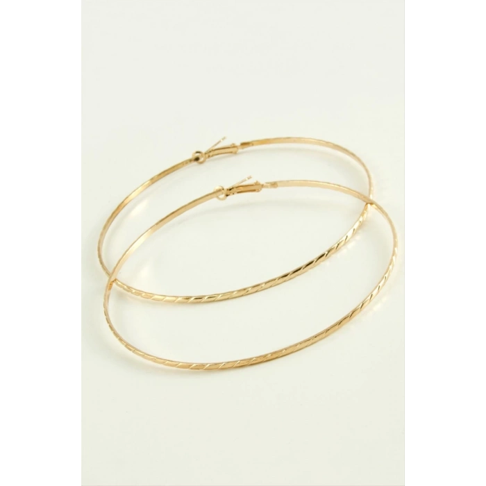 ÇOK SATAN Çizgili Metal Halka Küpe 8-9-10 cm