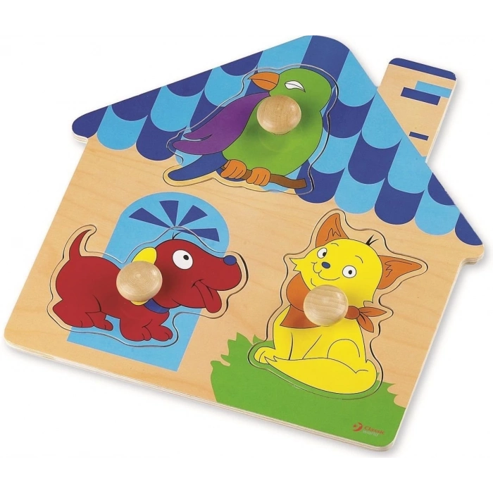 ÇOK SATAN Classic World Ahşap ilk Yapbozum Evcil Hayvanlar