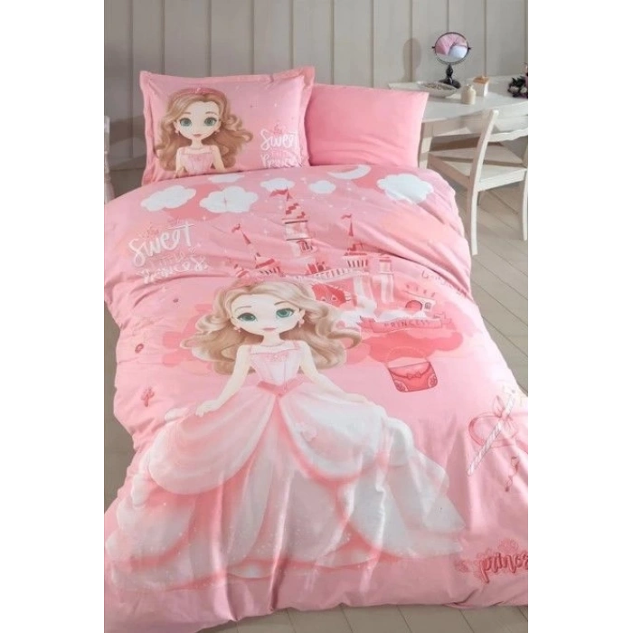 ÇOK SATAN Clasy Ranforce Nevresim Takımı Tek Kişilik Sweet Princess V1 Pudra