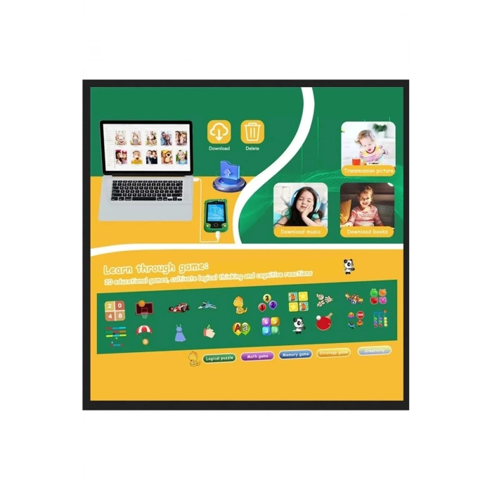 ÇOK SATAN Çocuklar İçin Eğitici Telefon Dokunmatik Ekran Çift Kameralı Fenerli Müzik Çalar Oyun Video Mor