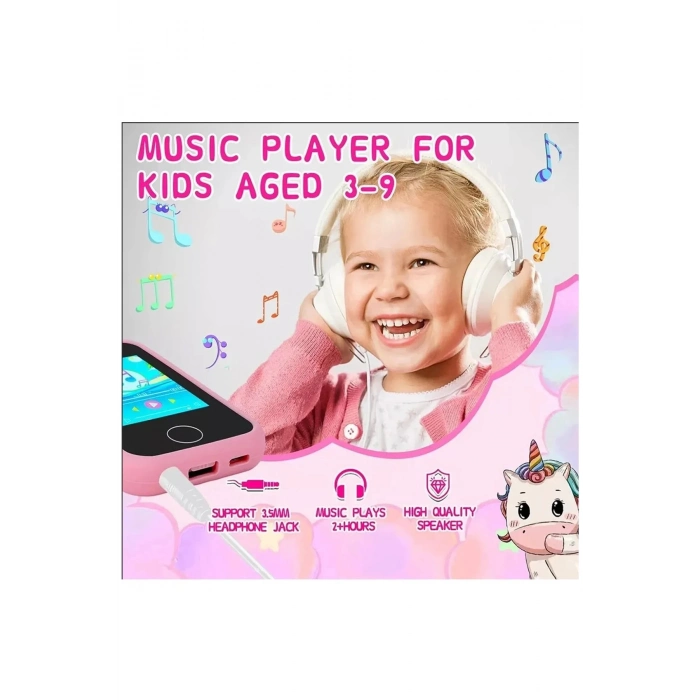 ÇOK SATAN Çocuklar İçin Eğitici Telefon Dokunmatik Ekran Çift Kameralı Fenerli Müzik Çalar Oyun Video Pembe