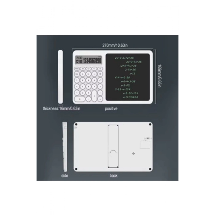 ÇOK SATAN Çok Amaçlı Digital Hesap Makinesi Lcd Ekran Yazma Tableti Ofis Okul İçin Silinebilir El Yazısı Not Defteri