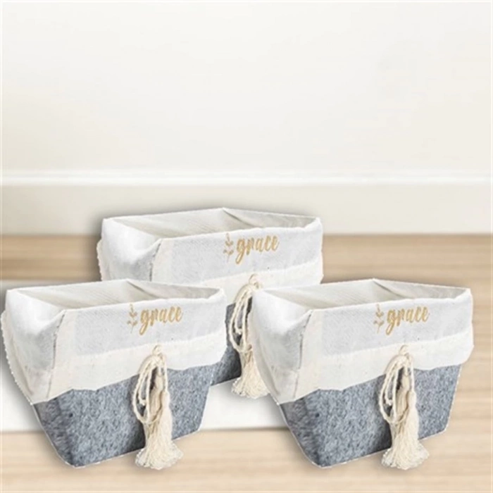 ÇOK SATAN Çok Amaçlı Saklama Organizer Kutu Kare Keçe Sepet (3 Boy)