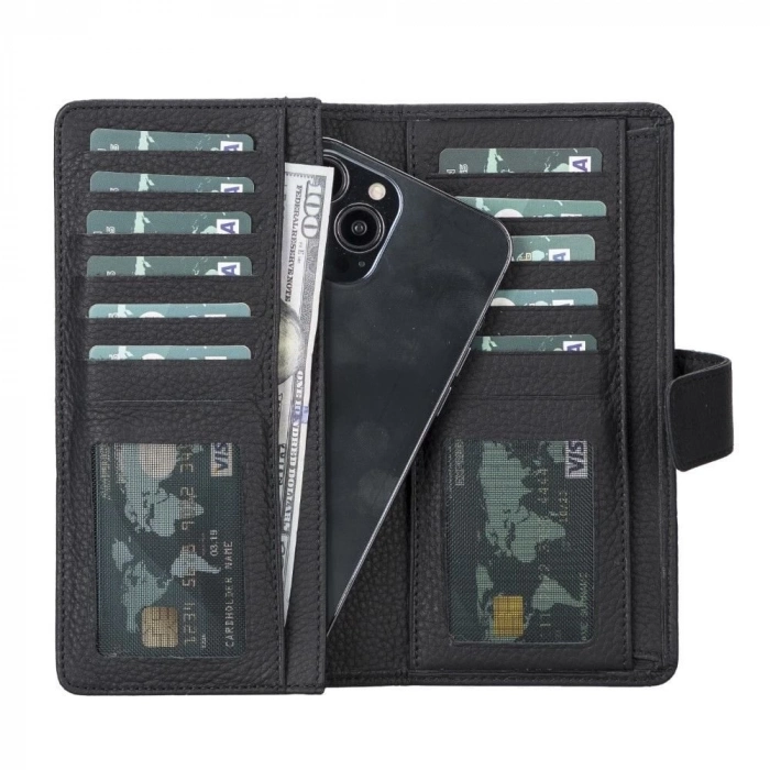 ÇOK SATAN Coppet 6.7 inch Uyumlu Deri Kartlıklı Kılıf ERC1 Siyah