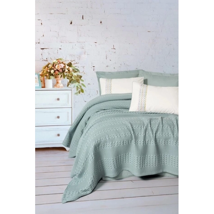 ÇOK SATAN Cotton Box Aura Çift Kişilik Pike Takımı Pebble Mint