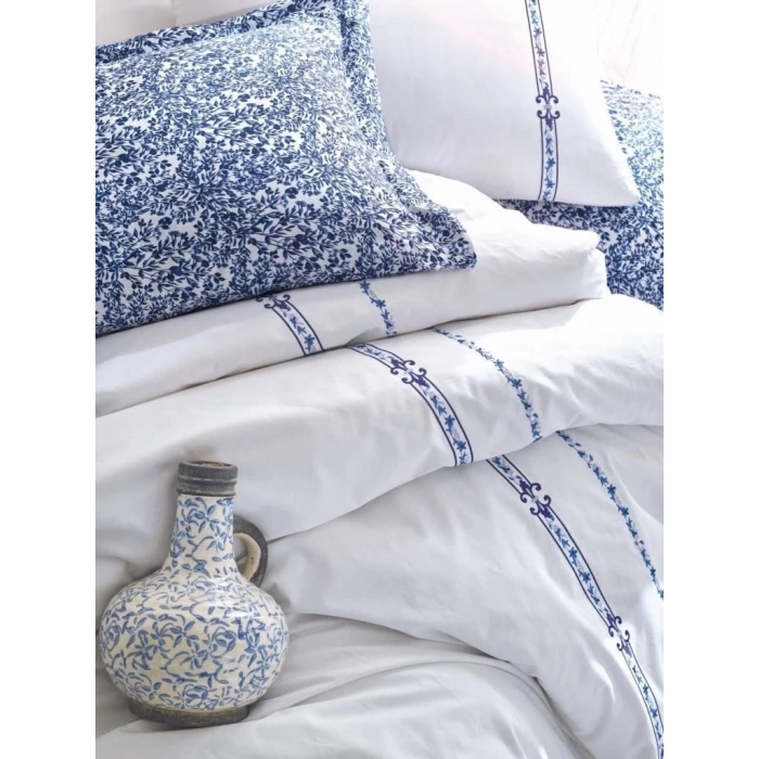 ÇOK SATAN Cotton Box Majestic Seri Çift Kişilik Nevresim Takımı Delmor Lacivert