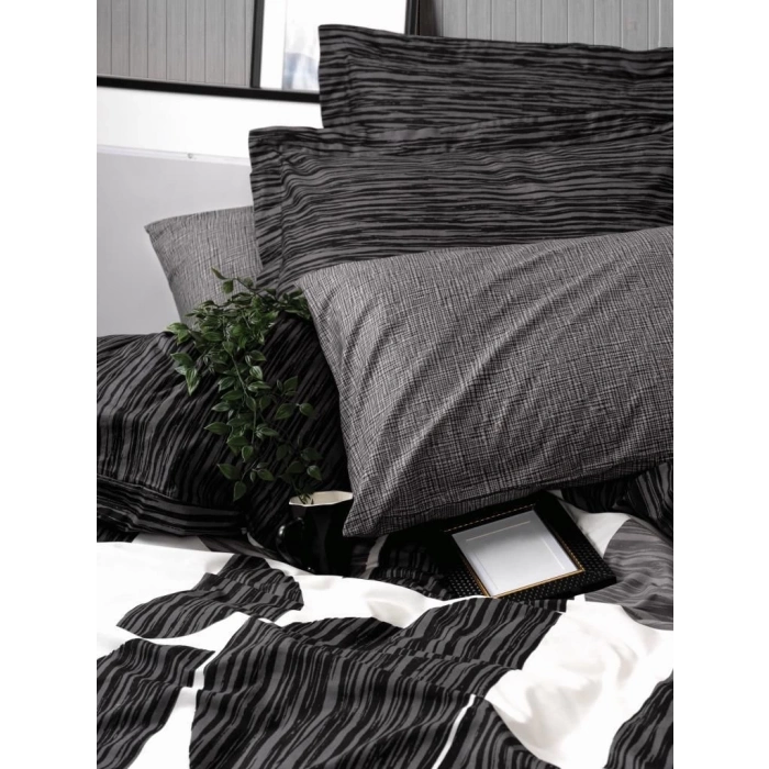 ÇOK SATAN Cotton Box Modern Çift Kişilik Nevresim Takımı Niko Antrasit