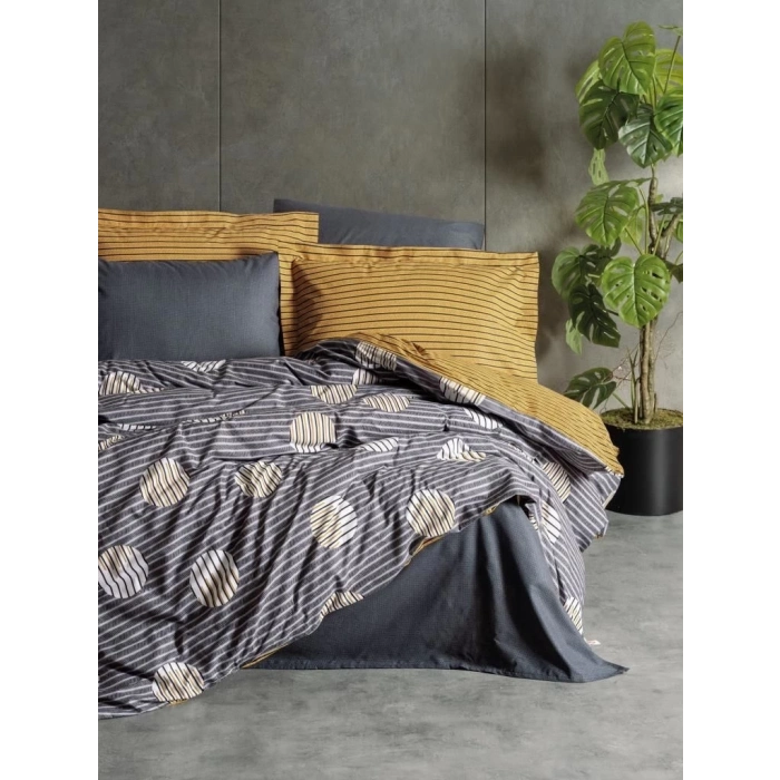 ÇOK SATAN Cotton Box Modern Çift Kişilik Nevresim Takımı Strew Gri
