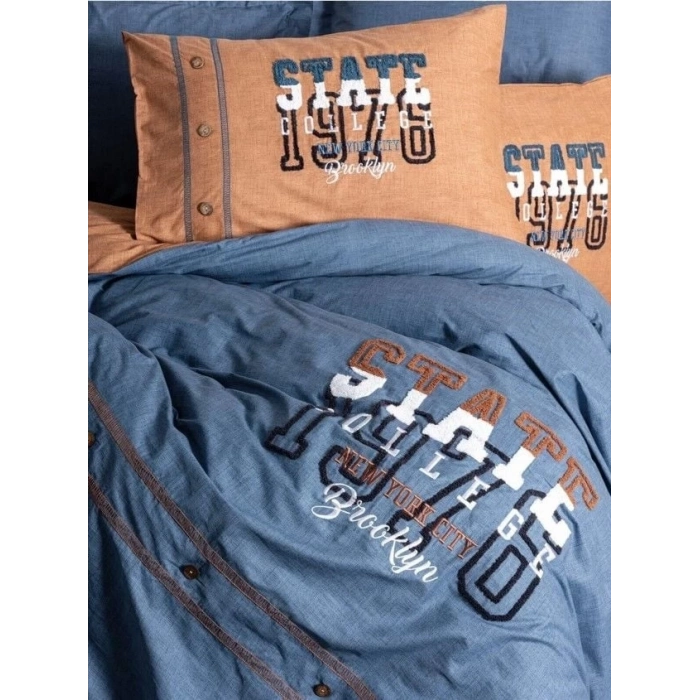 ÇOK SATAN Cotton Box Mood Nakışlı Ranforce Çift Kişilik Nevresim Takımı State Tarçın