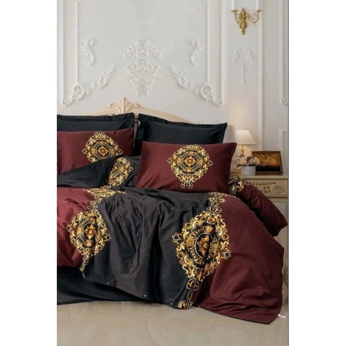 ÇOK SATAN Cotton Box Palace Saten Çift Kişilik Nevresim Takımı Ebren Antrasit
