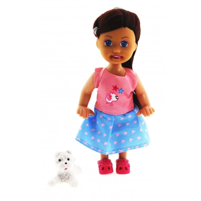 ÇOK SATAN Cute Girl Beyaz Köpekli ve Kumral Mini Bebek