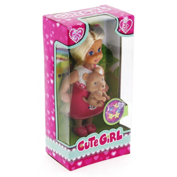 ÇOK SATAN Cute Girl Kahverengi Köpekli ve Sarışın Mini Bebek