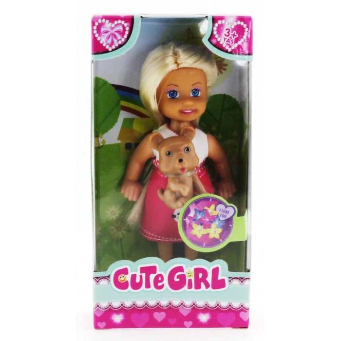 ÇOK SATAN Cute Girl Kahverengi Köpekli ve Sarışın Mini Bebek