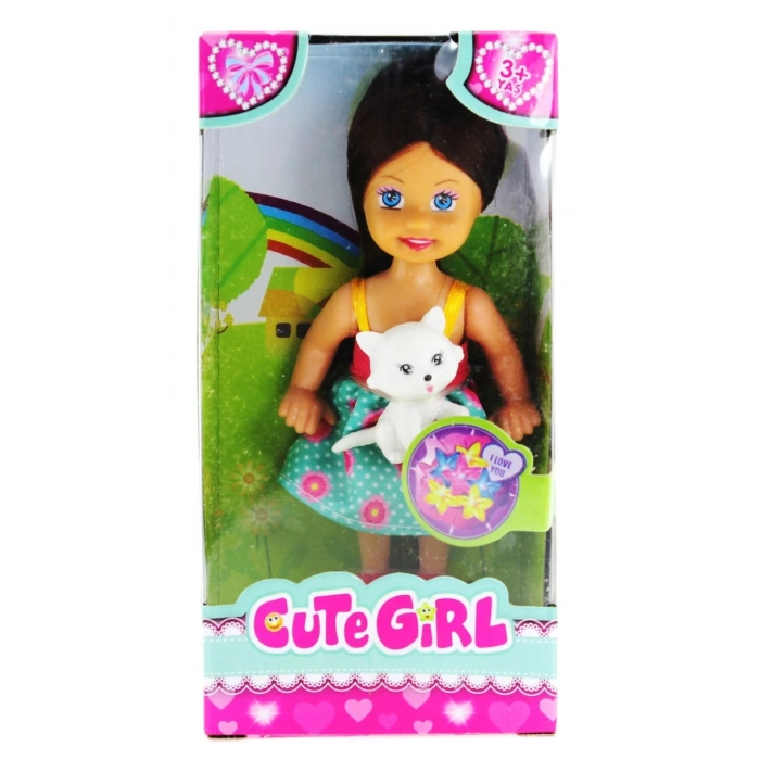 ÇOK SATAN Cute Girl Kedi Figürlü Kumral Mini Bebek