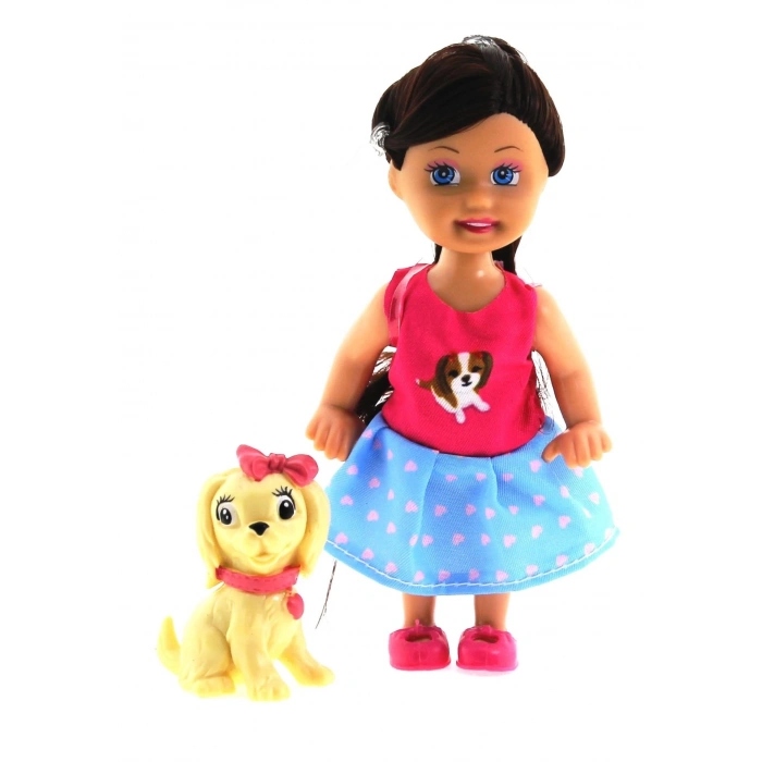 ÇOK SATAN Cute Girl Sarı Köpekli ve Kumral Mini Bebek