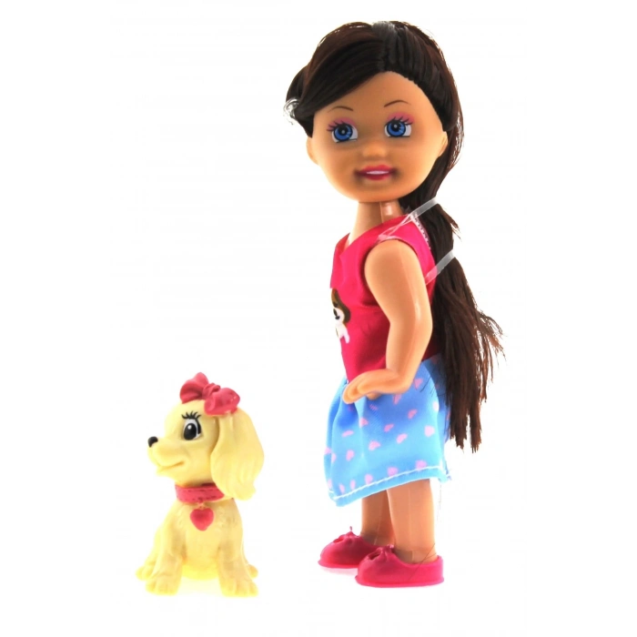 ÇOK SATAN Cute Girl Sarı Köpekli ve Kumral Mini Bebek