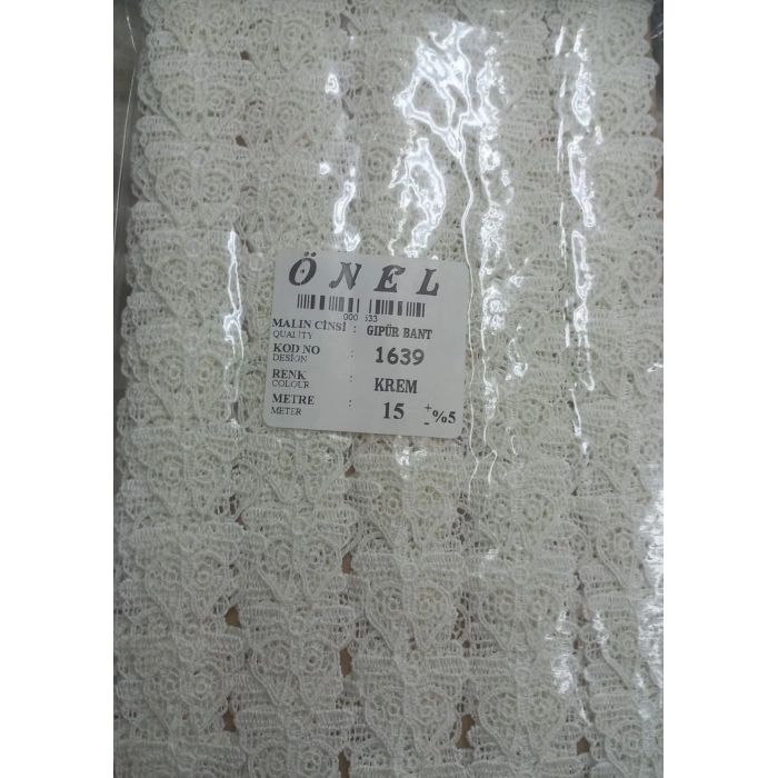ÇOK SATAN Dantel Polyester Güpür Bant Krem 15 Metre En 6 cm ON-1639-KR