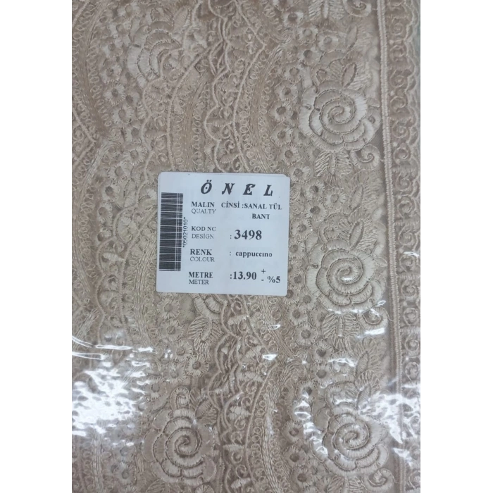 ÇOK SATAN Dantel Polyester Sanal Tül Bant Cappucino 13,90 Metre En 6 cm ON-3498-C