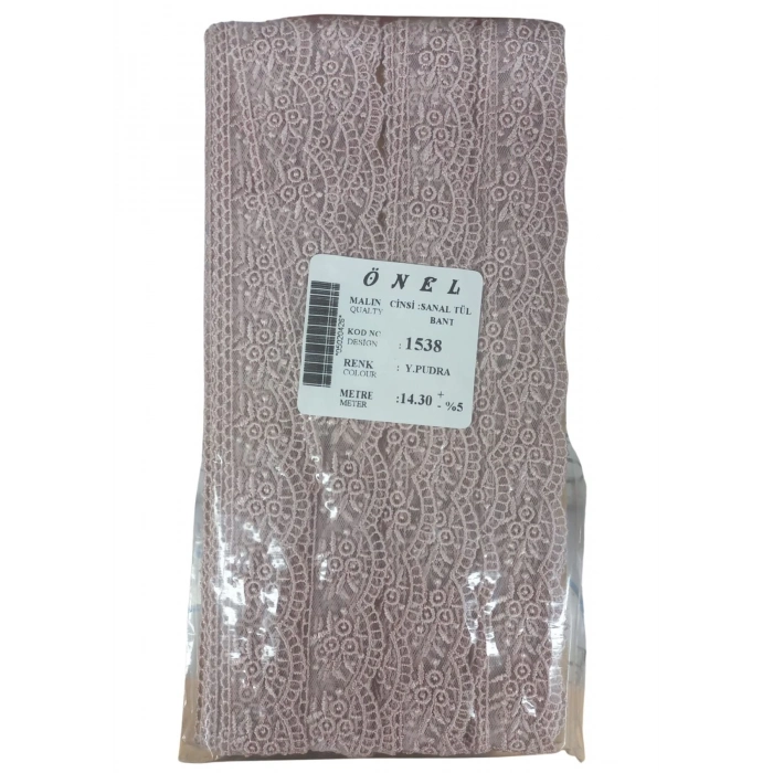 ÇOK SATAN Dantel Polyester Sanal Tül Bant Y.Pudra 14,30 Metre En 3 cm ON-1538-PU