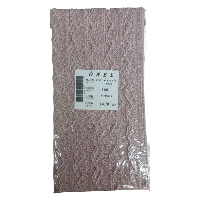 ÇOK SATAN Dantel Polyester Sanal Tül Bant Y.Pudra 14,70 Metre En 6 cm ON-1661-PU