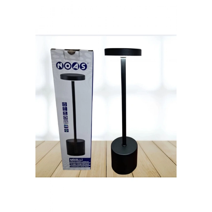 ÇOK SATAN Dekoratif Şarjlı Dokunmatik Led Masa Lambası Gece Lambası Siyah Renk