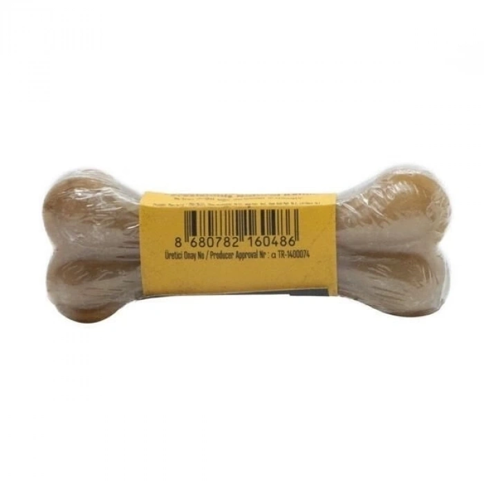 ÇOK SATAN Delibon Deri Pres Vakumlu Kemik Köpek Ödülü Naturel 7 Cm 1 Adet