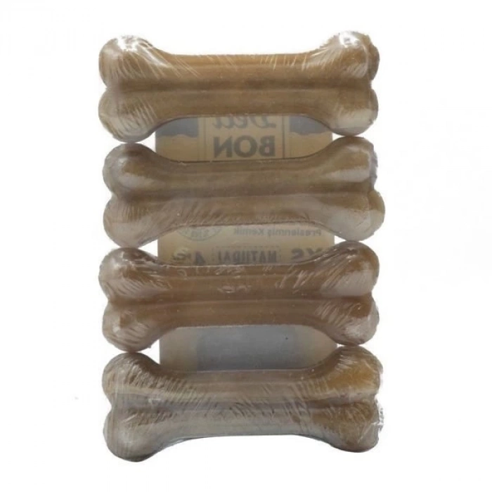 ÇOK SATAN Delibon Deri Pres Vakumlu Kemik Köpek Ödülü Naturel 7 Cm 4 Adet